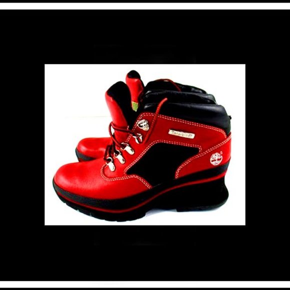 Very Nice Rare Unique Timberland High Grade Genuine Leather Ankle Red Boots, 7 main image 3